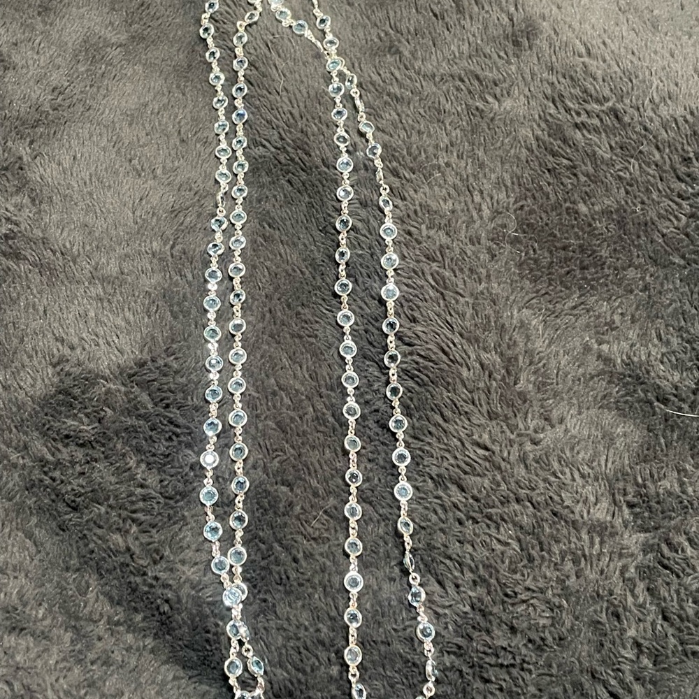 Silvery White Intricate Long Necklace